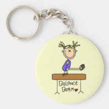 Blond Girl Gymnast on Balance Beam Keychain