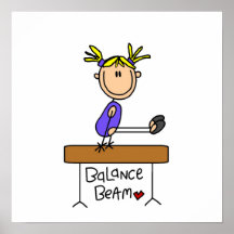 Blond Girl Gymnast on Balance Beam Print