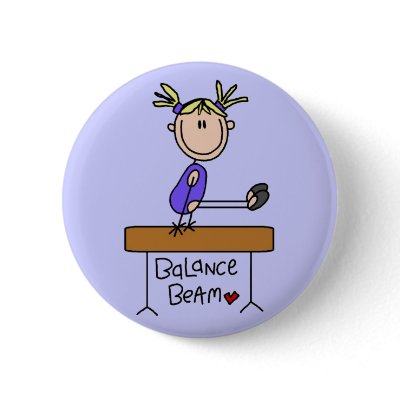 Blond Girl Gymnast on Beam Tshirts and Gifts Button