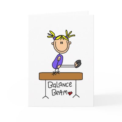 Blond Girl Gymnast on Beam Tshirts and Gifts Cards by stick_figures