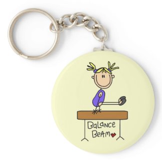 Blond Girl Gymnast on Beam Tshirts and Gifts keychain