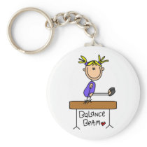 Blond Girl Gymnast on Beam Tshirts and Gifts Keychain