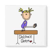 Blond Girl Gymnast on Beam Tshirts and Gifts Fridge Magnet