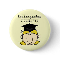 Blond Girl Kindergarten Graduate Pinback Buttons