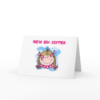 Blond Girl New Big Sister Notecard