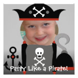 Blond Girl Party Like a Pirate Birthday Invites
