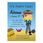Blond Girl Pirate Birthday Party Invitation