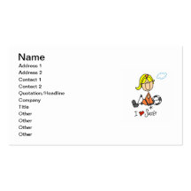 Blond Girl Stick Figure I Love Soccer Gifts Business Card Template