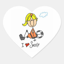 Blond Girl Stick Figure I Love Soccer Gifts Stickers