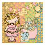 Blond Girl Summer Lemonade Birthday Invitation