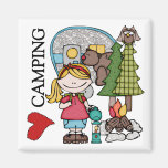 Blond Hair Girl I Love Camping Magnet