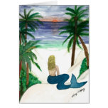 Blond Mermaid art greeting card