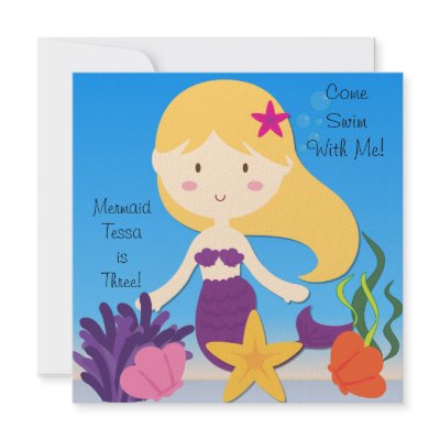 Blond  Mermaid Custom Birthday Invitation by kids_birthdays