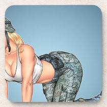 military, security, pinup girl, crawling, helmet, illustration, art, al rio, camo, boots, blond, [[missing key: type_fuji_coaste]] with custom graphic design