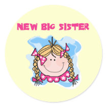 Blond New Big Sister Tshirts and Gifts Round Sticker