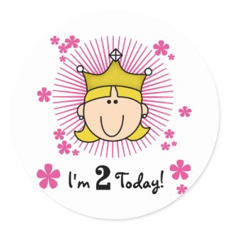 Blond Princess 2nd Birthday Tshirts and Gifts Sticker