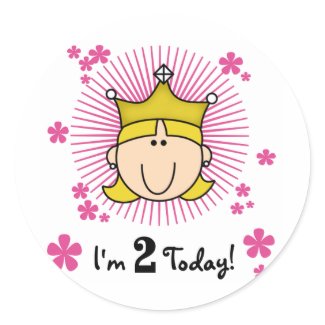 Blond Princess 2nd Birthday Tshirts and Gifts Sticker