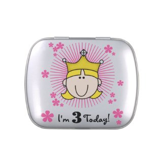 Blond Princess 3rd Birthday Candy Tins and Jars