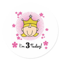 Blond Princess 3rd Birthday Stickers