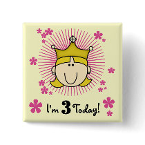 Blond Princess 3rd Birthday Tshirts & Gifts Pin