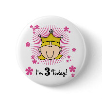 Blond Princess 3rd Birthday Tshirts & Gifts Buttons