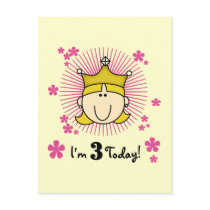 Blond Princess 3rd Birthday Tshirts & Gifts Post Card