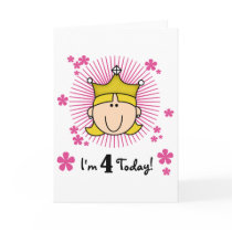 Blond Princess 4th Birthday Tshirts and Gifts Greeting Card