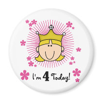 Blond Princess 4th Birthday Tshirts and Gifts magnets