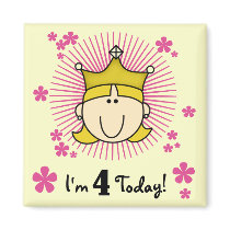 Blond Princess 4th Birthday Tshirts and Gifts Fridge Magnet