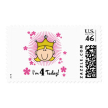 Blond Princess 4th Birthday Tshirts and Gifts Postage Stamp
