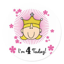 Blond Princess 4th Birthday Tshirts and Gifts stickers by kids_birthdays Blond Princess 4th Birthday Tshirts and Gifts stickers