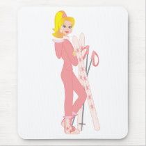 Blond Skier mousepads by trennea Blond Skier mousepads
