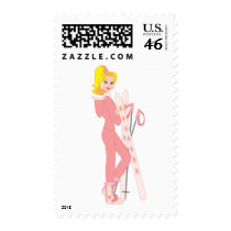 Blond Skier Postage Stamps