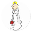 Blond Stick Figure Bride Sticker