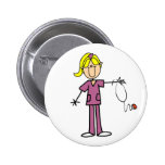 Blond Stick Figure Nurse Button