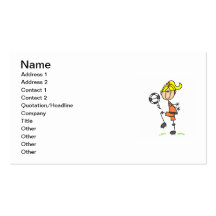 Blond Stick Figure Soccer Player Girl Gifts Business Card Template