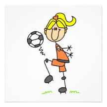 Blond Stick Figure Soccer Player Girl Gifts Custom Invitations