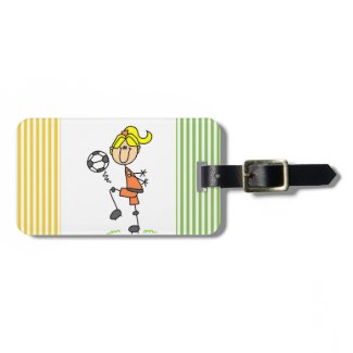 Blond Stick Figure Soccer Player Girl Gifts Luggage Tags