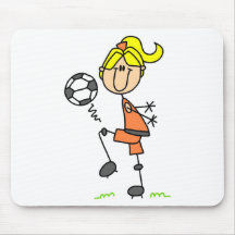 Blond Stick Figure Soccer Player Girl Gifts Mousepad
