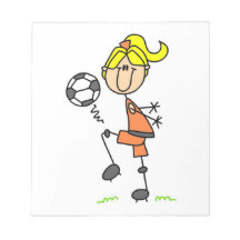 Blond Stick Figure Soccer Player Girl Gifts Scratch Pad