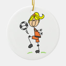Blond Stick Figure Soccer Player Girl Gifts Ornament