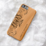 Blond Wood Texture Monogram With Brown Lace Barely There iPhone 6 Case