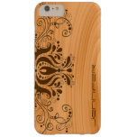 Blond Wood Texture Monogram With Brown Lace Barely There iPhone 6 Plus Case