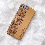 Blond Wood & Vintage Brown Lace Monogram Barely There iPhone 6 Case
