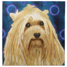Blond Yorkshire on a Blue Urban Style Background Napkin