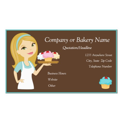Blonde/Aqua Cupcake Baker/Bakery Business Card
