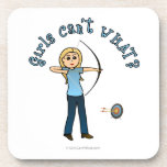 Blonde Archery in Blue Drink Coasters
