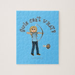 Blonde Archery in Blue Jigsaw Puzzles