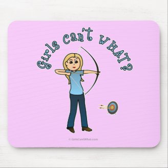 Blonde Archery in Blue Mousepad