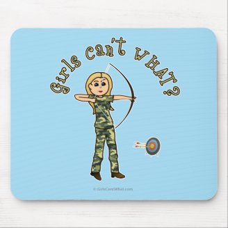 Blonde Archery in Camouflage Mouse Pads